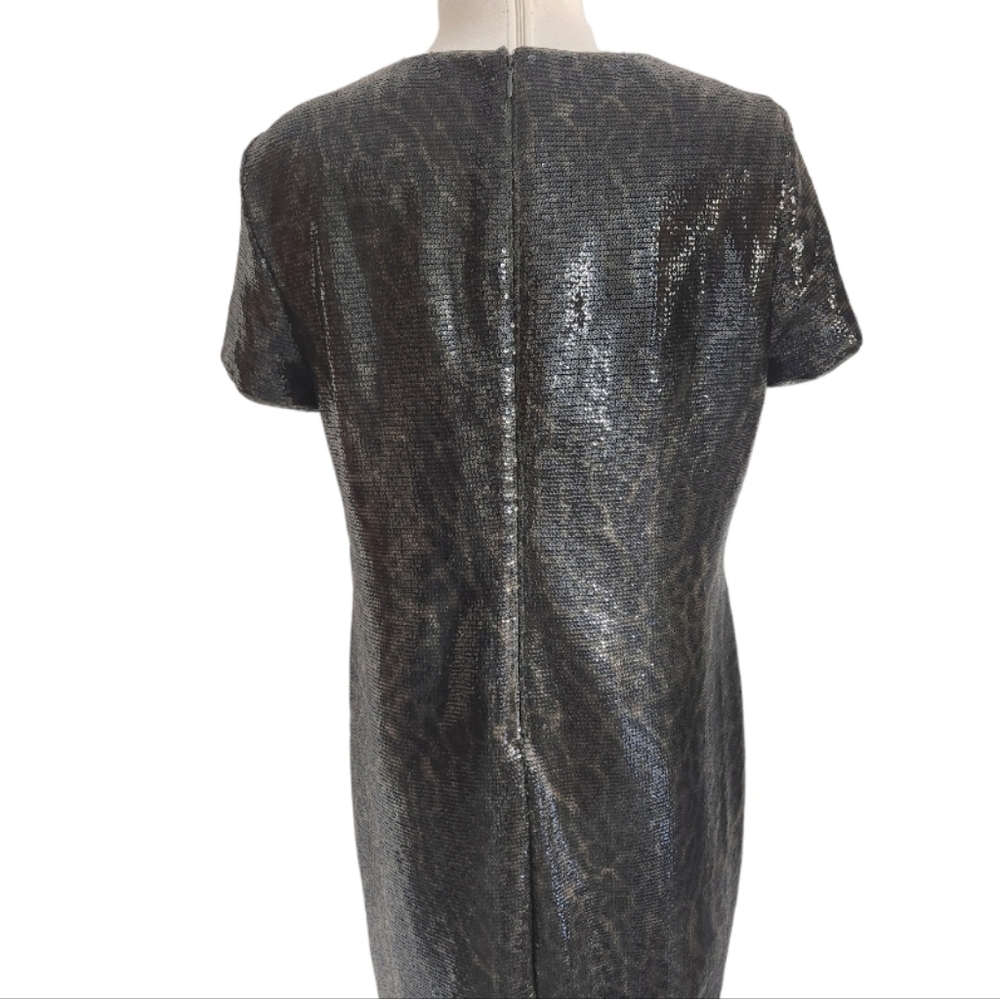 Ralph Lauren Black Label Ocelet Print Sequined Cocktail Party Dress Black Label - Picture 3 of 10